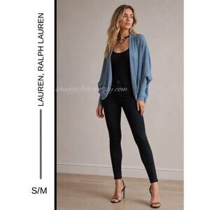 MSRP $138 ✨Lauren Ralph Lauren Draped Open Front Sweater – S/M | Soft Luxe Knit✨